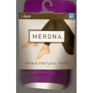  MERONA OPAQUE FOOTLESS TIGHTS; 1 pair, M/L (Sultry Plum 