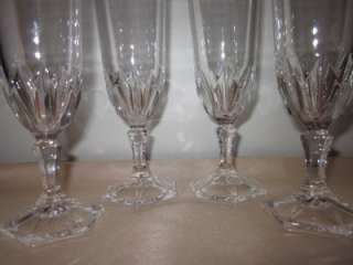 Set of 4 Crystal Flute Champagne Wine Glasses Hexagonal Bases FREE US 