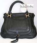 NEW CHLOE Large Marcie Black Leather with Cutouts Details Tote Bag 