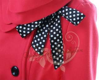 Bow Double Breasted Coat S M L XL Red  