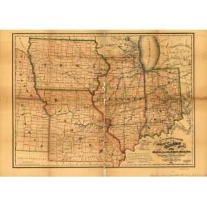  1858 Map of Indiana, Illinois, Missouri & Iowa