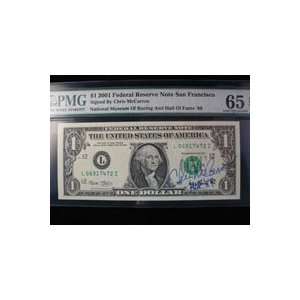  Signed McCarron, Chris $1 2001 Federal Reserve Note San 
