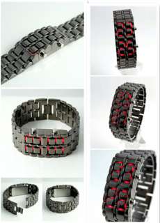 This is an iron samurai Japanese inspired faceless red LED wrist 