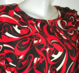 Maggy London sz 16 red black white print 100% silk dress 16 XL 1X 