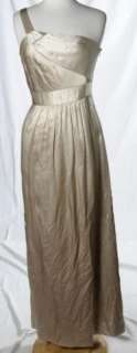 BCBG Max Azria Champagne One Shoulder Evening Dress Gown Prom Occasion 
