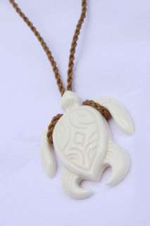 Hawaiian Jewelry Turtle Pendant Bone Carved Necklace  