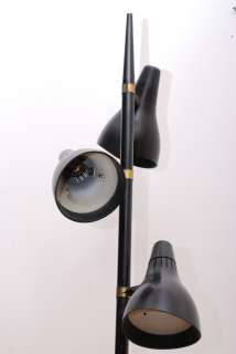 Gerald Thurston Floor Lamp for Lightolier Three Sconces in Black Mid 