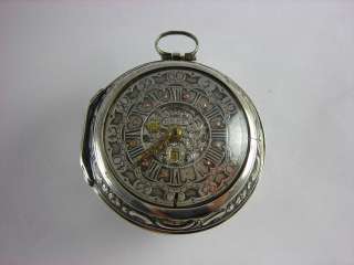 English Repousse case Champleve dial Calender Verge fusee key wind 