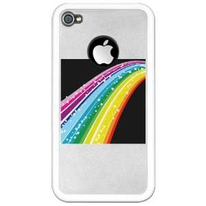  iPhone 4 or 4S Clear Case White Retro Rainbow Everything 