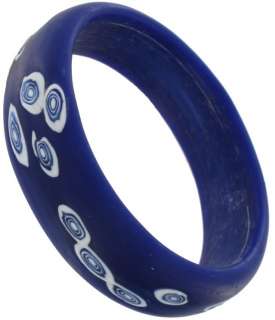 Vintage Frosted Blue White Glass Bangle Bracelet  