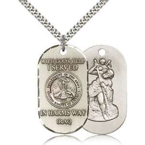  .925 Sterling Silver Iraq / Army Soldier Medal Pendant 1 1 