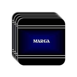 Personal Name Gift   MARGA Set of 4 Mini Mousepad Coasters (black 