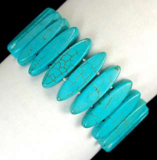 8x30mm Blue Howlite Bracelet 23 Beads  