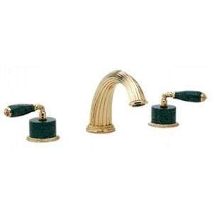   Valencia Deck Mounted Tub Set, Trim Only Green Marble Lever Handles