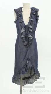 Jeans Paul Gaultier Denim Beaded Ruffle Dress Size 42  