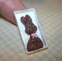 Lola Miniature Chocolate Bunny, Pink Bow for DOLLHOUSE  