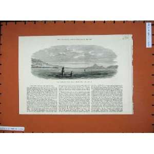 Strait Sunda Malay Archipelago 1881 Mountains Ships Art  