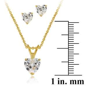  Diamond Necklace Stud Earring Jewelry Set 14k Yellow Gold Overlay
