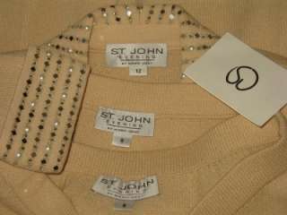 St John EVENING knit 3pc jacket blazer skirt suit size 8 10 12  