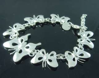 BEAUTEOUS Nice S80 silver Butterfly Link Bracelet Chain 7 8  