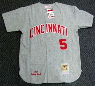 JOHNNY BENCH AUTOGRAPHED SIGNED 1969 M&N CINCINNATI REDS GRAY JERSEY 
