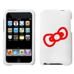  APPLE IPOD TOUCH ITOUCH RED BOW OUTLINE ON A WHITE HARD 