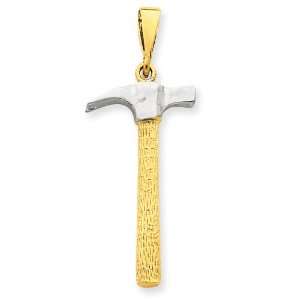  14K & Rhodium 3 D Hammer Charm Jewelry