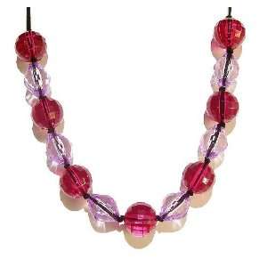 The Black Cat Jewellery Store Pink & Lilac Faceted Bead & Black Suede 