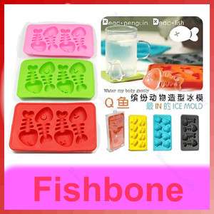 Cute Silicone Fishbone Shaped Ice Cube Trays Mold Maker  