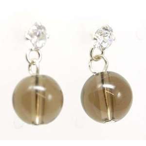  925 Silver Coffee Coloured Glass Stud Earrings by TOC Size 
