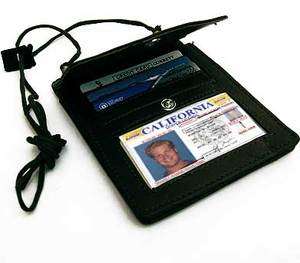 BLACK LEATHER PASSPORT ID Holder Pouch Wallet Organizer  