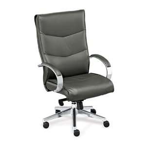  Chevron High Back Leather Executive Chair Black Leather 
