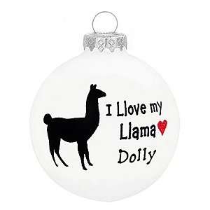  Personalized I Llove My Llama ♥ Glass Ornament