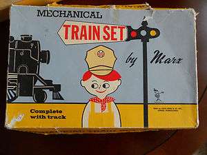 Marx Tin Wind Up Train with Key, Track (8), 4 cars & Box. Vintage Toys 
