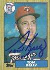 TOM KELLY MINNESOTA TWINS MANAGER 1987 TOPPS SIGNED AUT