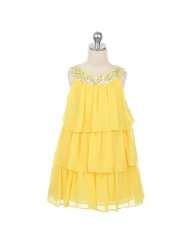 Sweet Kids Toddler Little Girl Yellow Tier Sequined Party Dress 2T 12