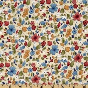  44 Wide Little Darlings Floral Cream Fabric By The Yard 
