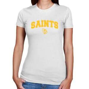  NCAA Siena Saints Ladies White Logo Arch Slim Fit T shirt 
