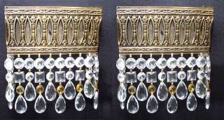   of 2 Elegant Vintage Brass Crystal Sconces from Spain 8x14  
