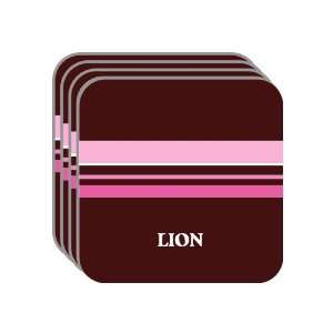 Personal Name Gift   LION Set of 4 Mini Mousepad Coasters (pink 