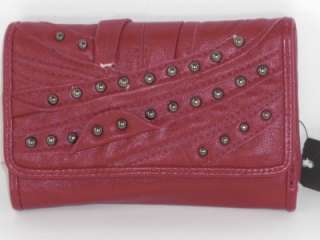 Kenneth Cole Red Studded Flap Leather Like Wallet  