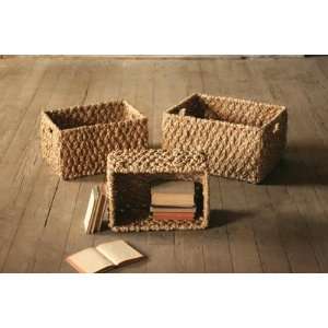  Chunky Braided Seagrass Rectangle Baskets Set3