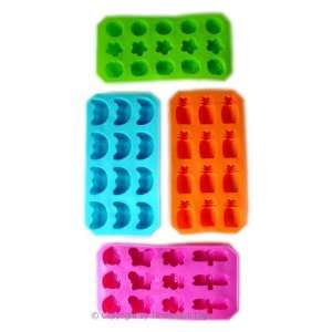  Set 4 Silicone Tropical Jell O Mold Ice Cube Trays 