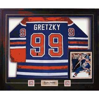 Signed Wayne Gretzky Jersey   Framed Dark  Sports 
