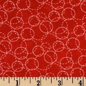  44 Wide Moda L`Amour Circles Red Fabric By The Yard 