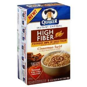 Quaker Instant Oatmeal High Fiber Cinnamon Swirl, 8 Count Box (Pack of 