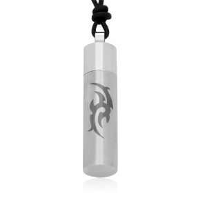 Ziovani Tribal Symbol Pill Case Cylinder Tube Stainless Steel Pendant 