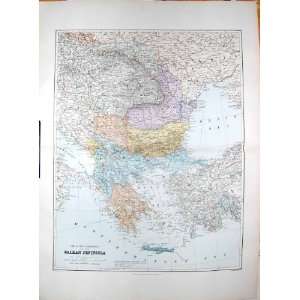  STANFORD MAP 1904 BALKAN PENINSULA GREECE TURKEY SERVIA 