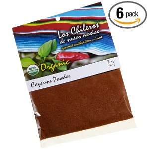Los Chileros Organic Cayenne Powder, 2 Ounce Packages (Pack of 6 