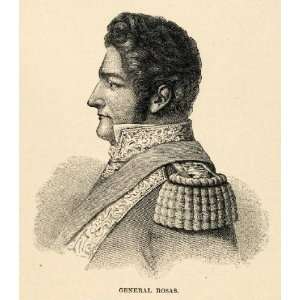  Engraving General Rosas Argentine Governor Portrait Costume Military 
